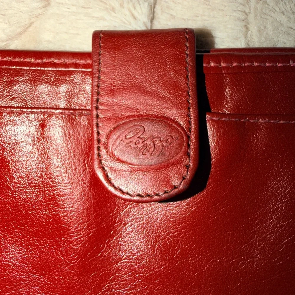 Vintage 80s PAZZO checkbook, coin, purse, wallet, red, cowhide, soft leather